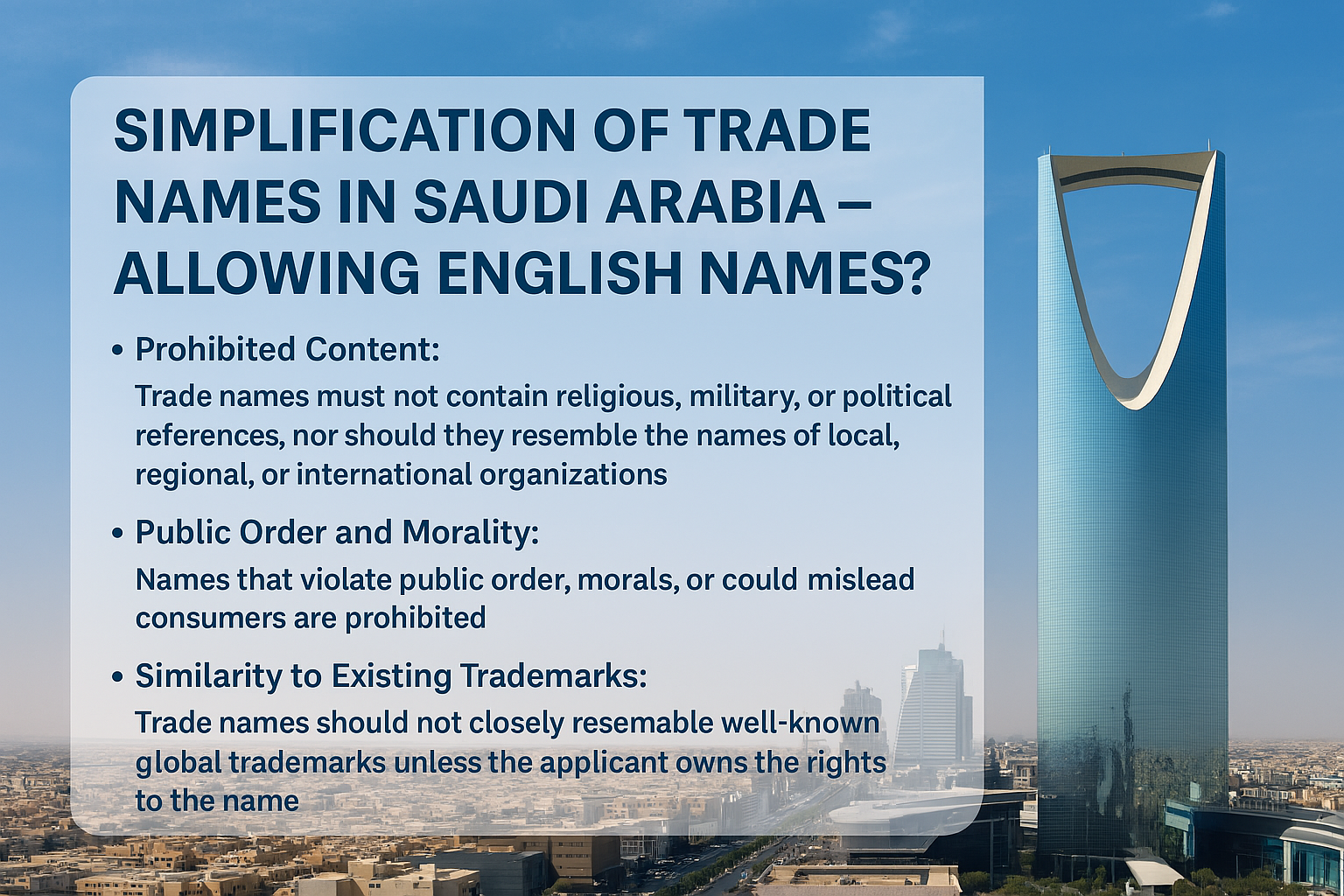 Simplification of Trade Names in Saudi Arabia – allowing English names?